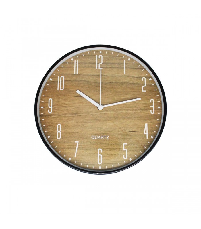 RELOJ D/PARED 30CM J24522 REDONDO BORDE NEGRO