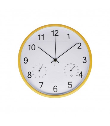 RELOJ D/PARED 30CM J24524 REDONDO BORDE AMARILLO