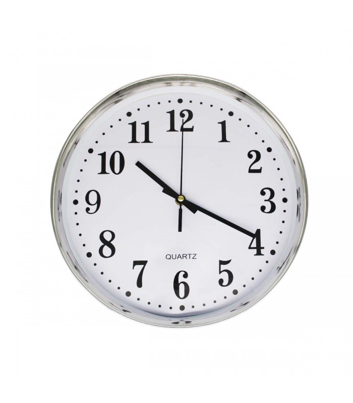 RELOJ D/PARED 30CM J24497 BORDE PLATA