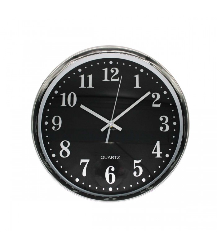 RELOJ D/PARED 30CM J24497 BORDE PLATA