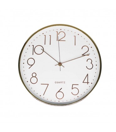 RELOJ D/PARED 30CM J24495 BORDE DORADO/PLATA