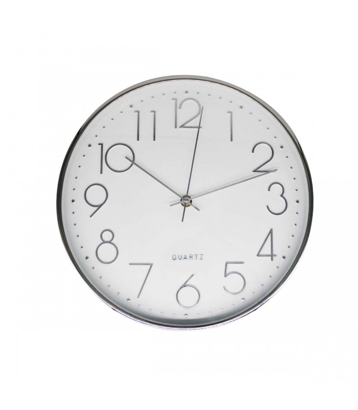 RELOJ D/PARED 30CM J24495 BORDE DORADO/PLATA