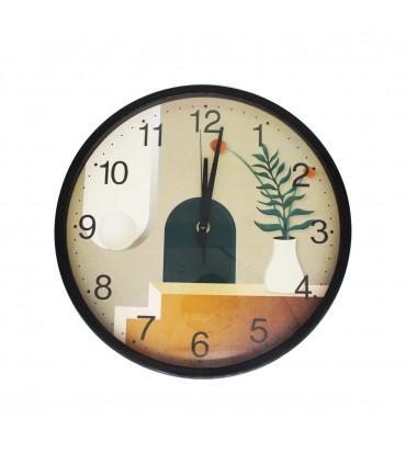 RELOJ D/PARED 30CM J24520 REDONDO FLORERO