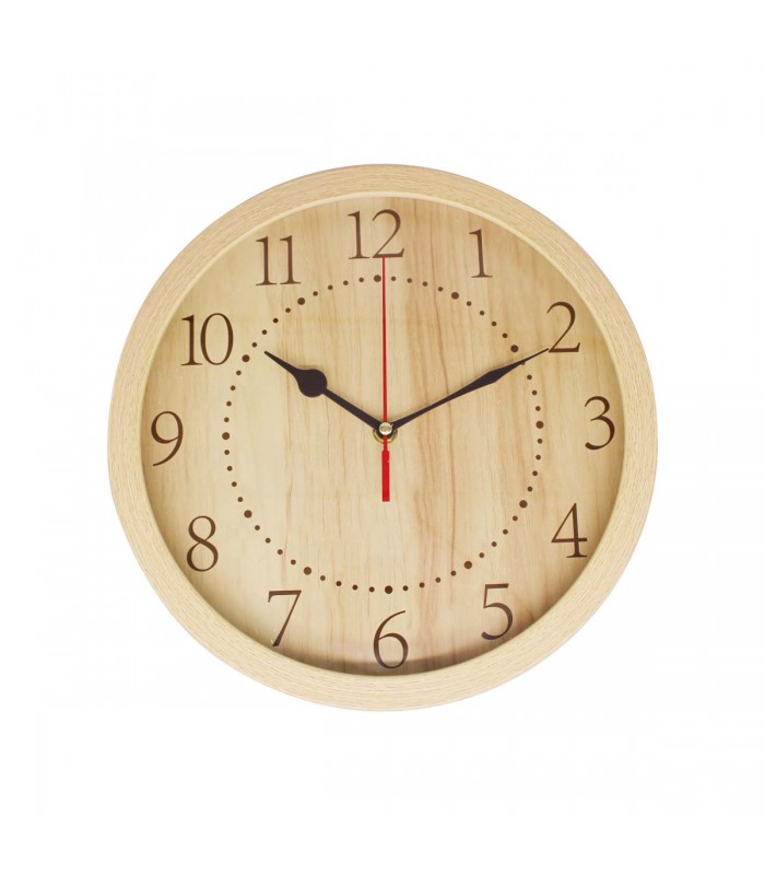RELOJ D/PARED 30CM J24511 REDONDO MARRON