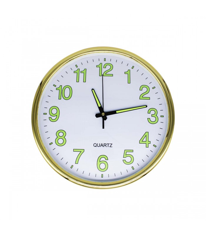 RELOJ D/PARED 35CM J24513 REDONDO NEON DORADO