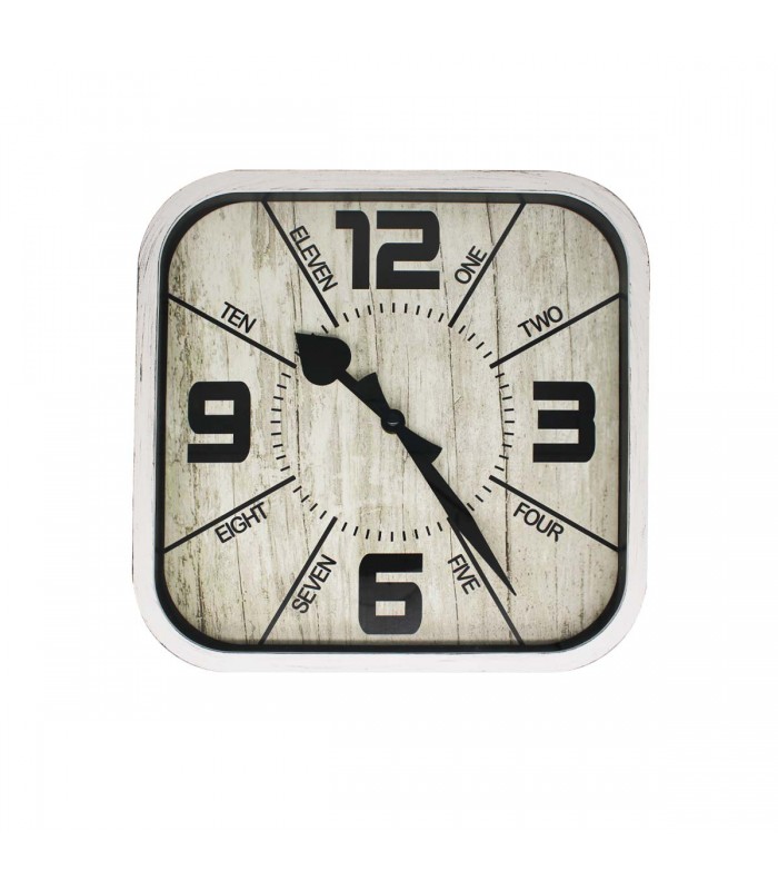 RELOJ D/PARED 28CM J24536 CUADRADO VINTAGE