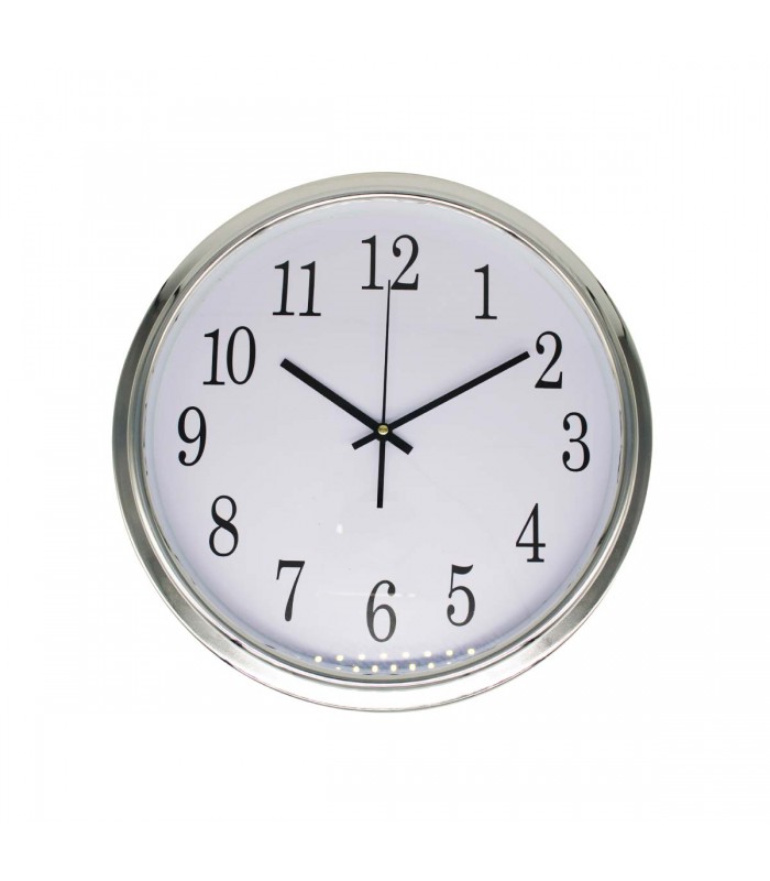 RELOJ D/PARED 40CM J24492 BORDE PLATA