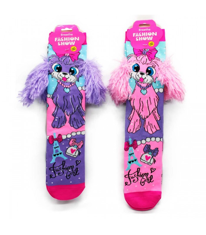 MEDIA INF.3D LARGAS PERRO ROSA/LILA J26152