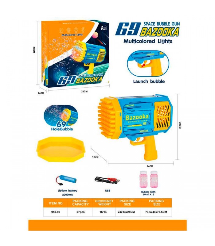 CJ.PISTOLA BURBUJA 69HOLES BAZOOKA 950-90