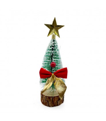 ARBOLITO NAV.25CM BASE MADERA PINO C/ESTREL