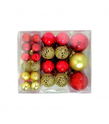 ADORNO PELOTA NAV.46PCS ROJO/DORADO J26398
