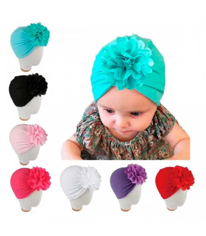 GORRA TURBANTE PARA BEBE CON FLOR J26291