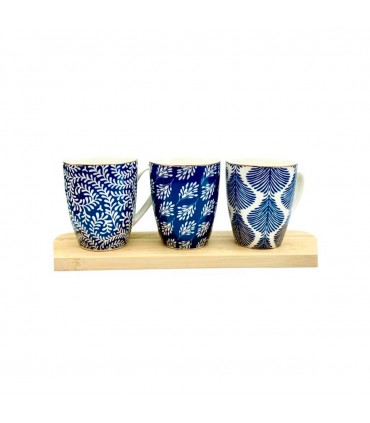 TAZA D/PORCELANA HOJAS AZUL J25005