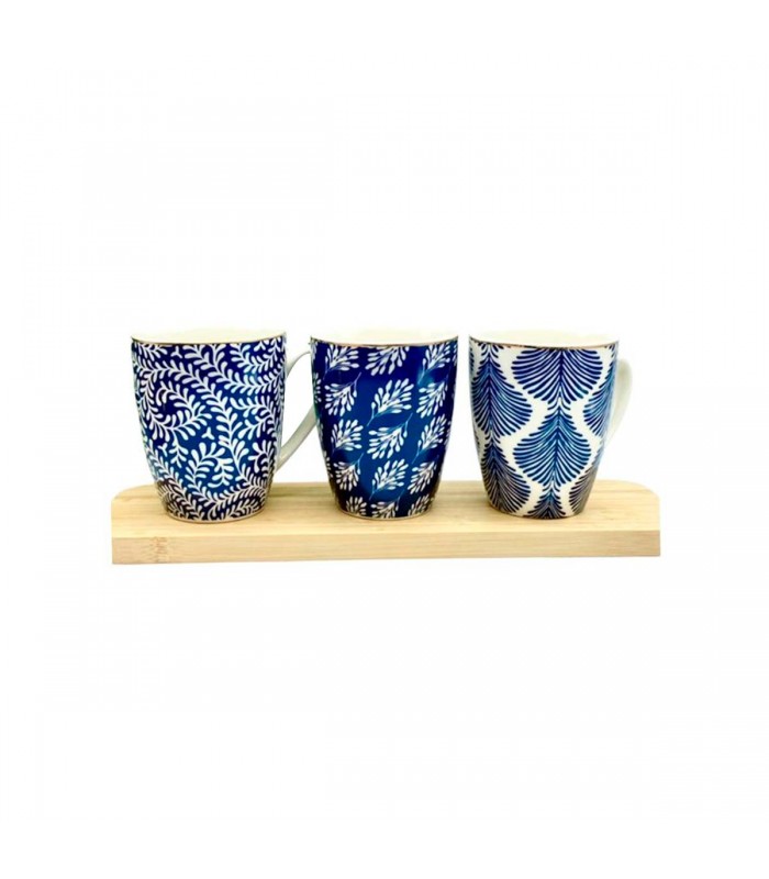 TAZA D/PORCELANA HOJAS AZUL J25005