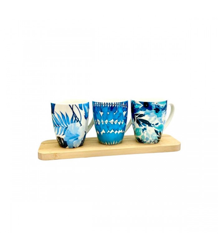 TAZA D/PORCELANA HOJAS CELESTE J25006