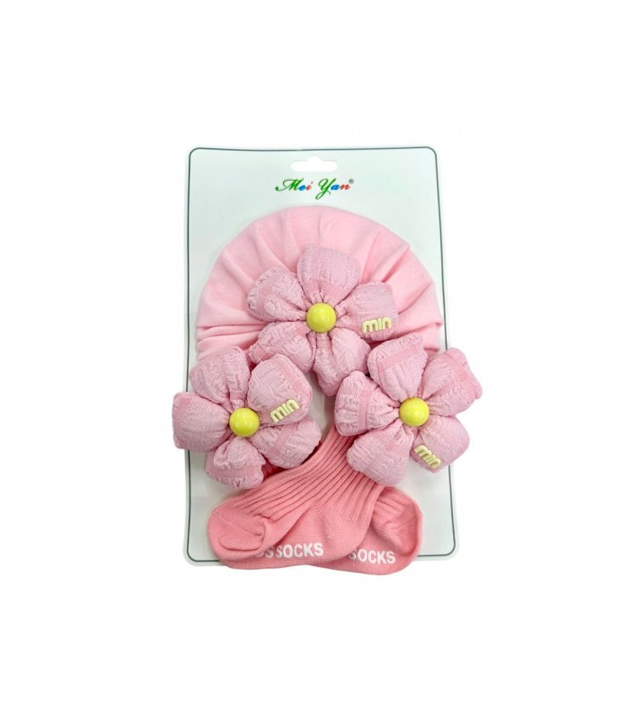 GORRA CON MEDIA PARA BEBE C/FLOR J26282