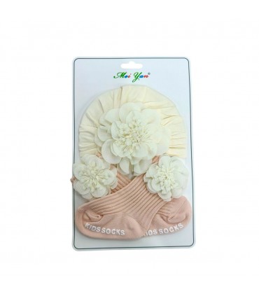 GORRA CON MEDIA P/BEBE C/FLOR J26280