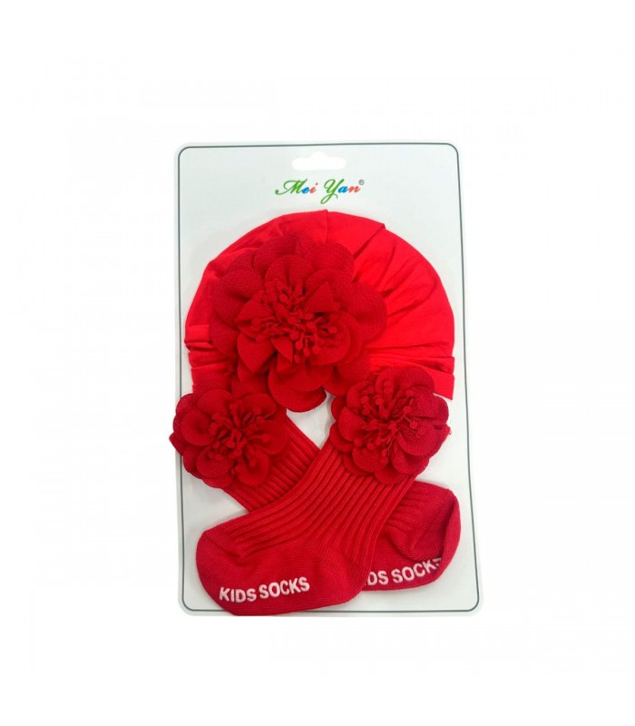GORRA CON MEDIA P/BEBE C/FLOR J26280