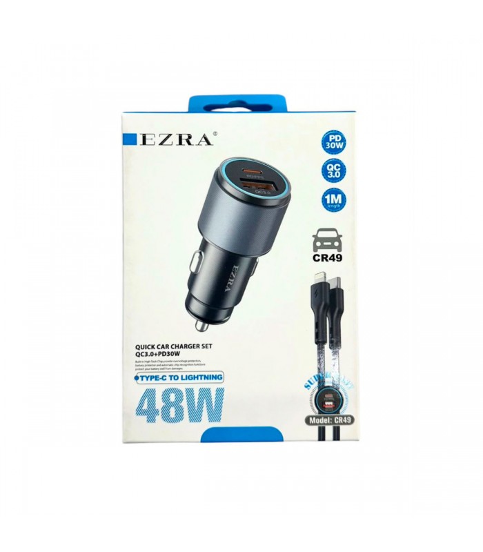 CARGADOR P/AUTO TYPE-C/IPHONE/J23632/9842 EZRA