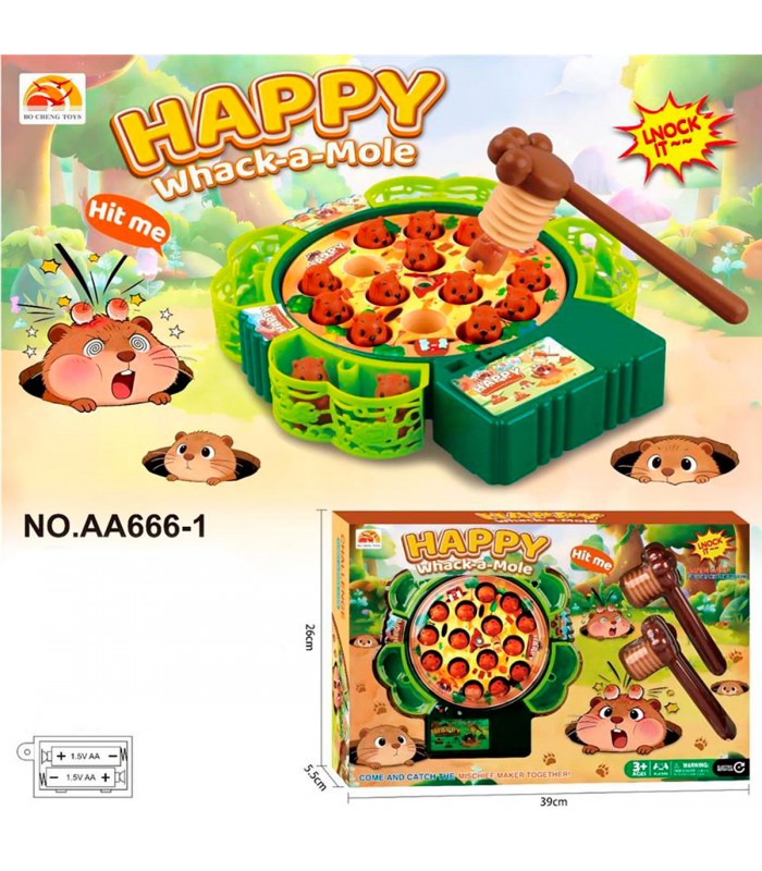 JGO.HAPPY WHACK-A-MOLE A PILA AA666-1