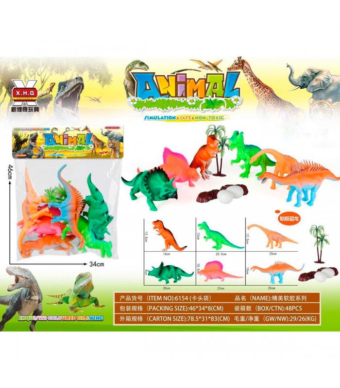 SAC.DINOSAURIO C/HUEVO GDE.6PCS 6154