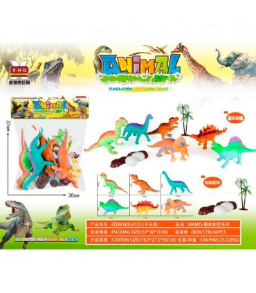 SAC.DINOSAURIO ANIMAL 6PCS C/HUEVO 6153