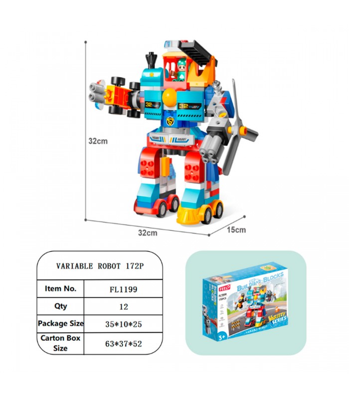 JGO.DIDACTICO BLOCKS 172PCS ROBOT FL1199