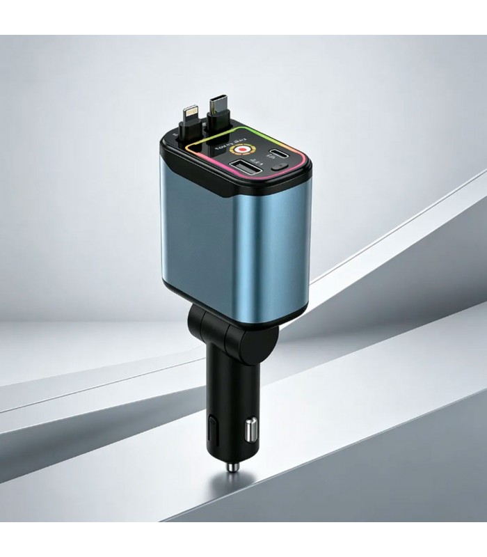 CARGADOR P/AUTO CR77 4IN1 USB+TYPEC+IOS