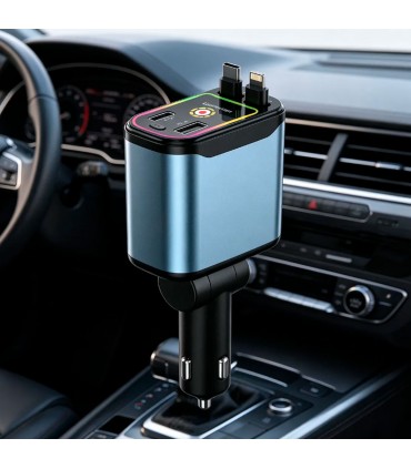 CARGADOR P/AUTO CR77 4IN1 USB+TYPEC+IOS