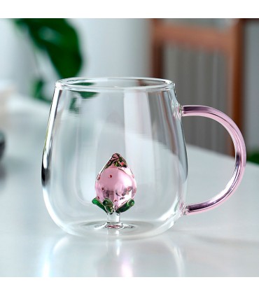 TAZA D/VIDRIO DOBLE C/FRUTILLA J28431