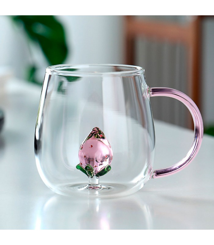 TAZA D/VIDRIO DOBLE C/FRUTILLA J28431