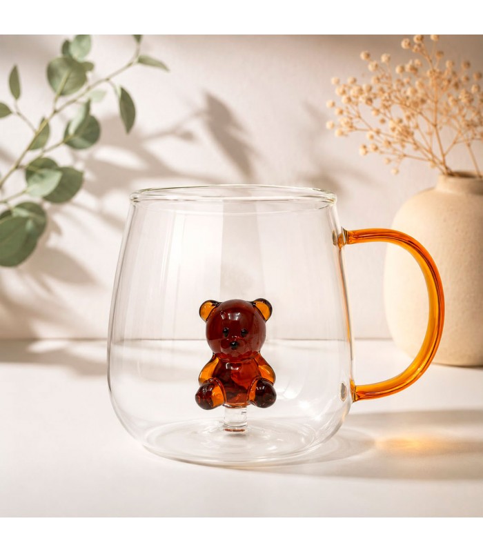 TAZA D/VIDRIO DOBLE C/OSO J28430