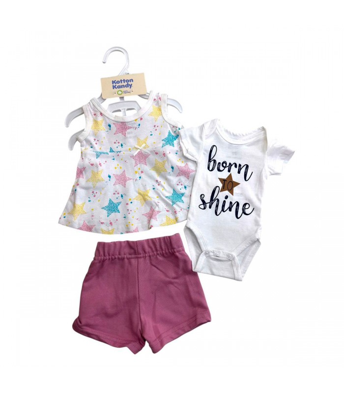ROPA P/BEBE 3PCS.J27916 BORN TO SHINE