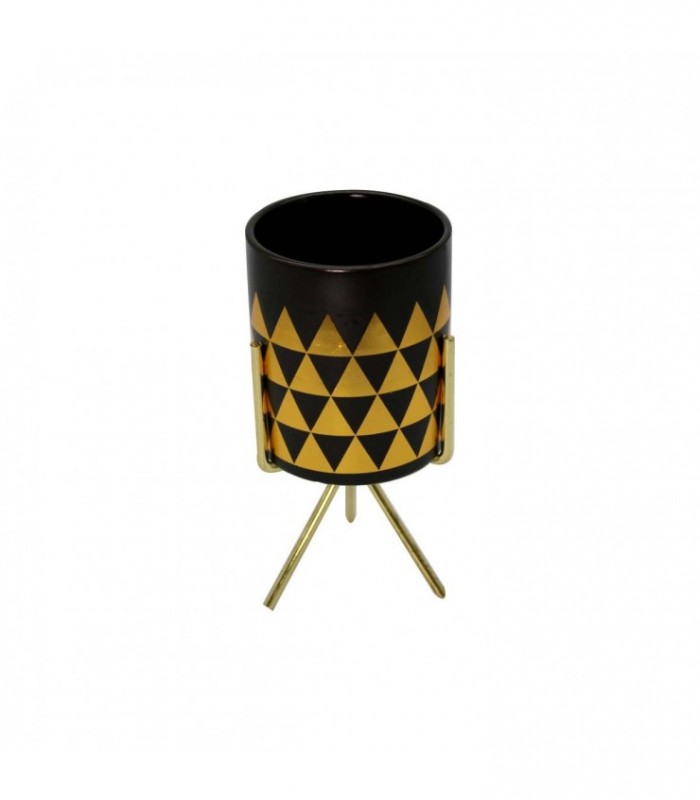 FLORERO C/SOPORTE METAL J20714 NEGRO DORADO