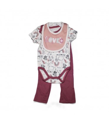 ROPA P/BEBE 3PCS C/BABERO J25332 MANGA CORTA
