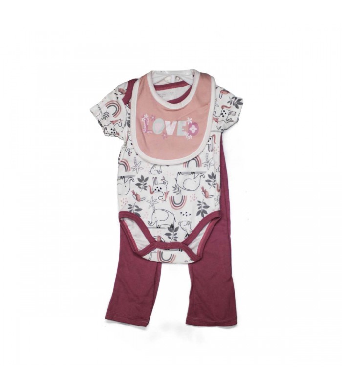 ROPA P/BEBE 3PCS C/BABERO J25332 MANGA CORTA