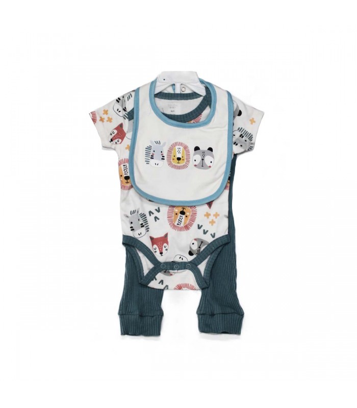 ROPA P/BEBE 3PCS C/BABERO J25332 MANGA CORTA