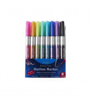 BOLIGRAFO METALIZADO 8PCS J24025 OUTLINE MARKER